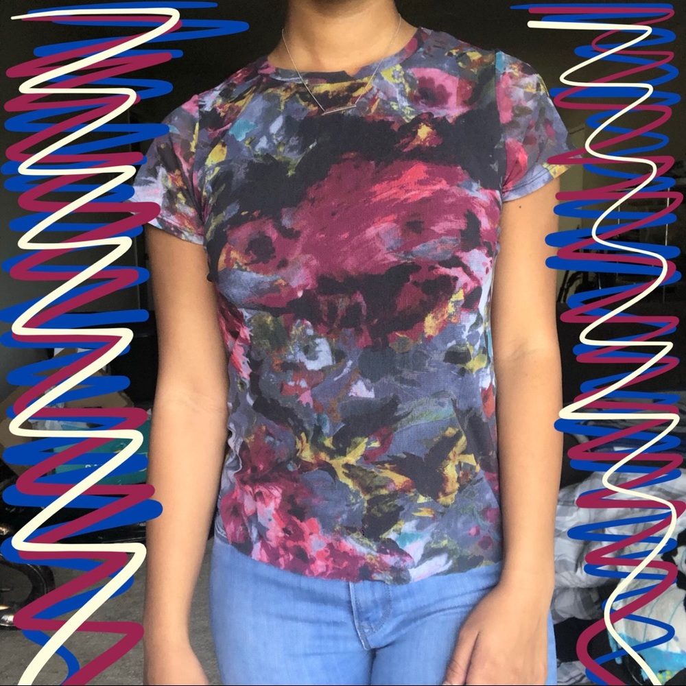 Anthropologie Floral Spring Short Sleeve Top